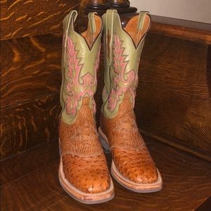 Lucchese full quill ostrich boots crepe sole